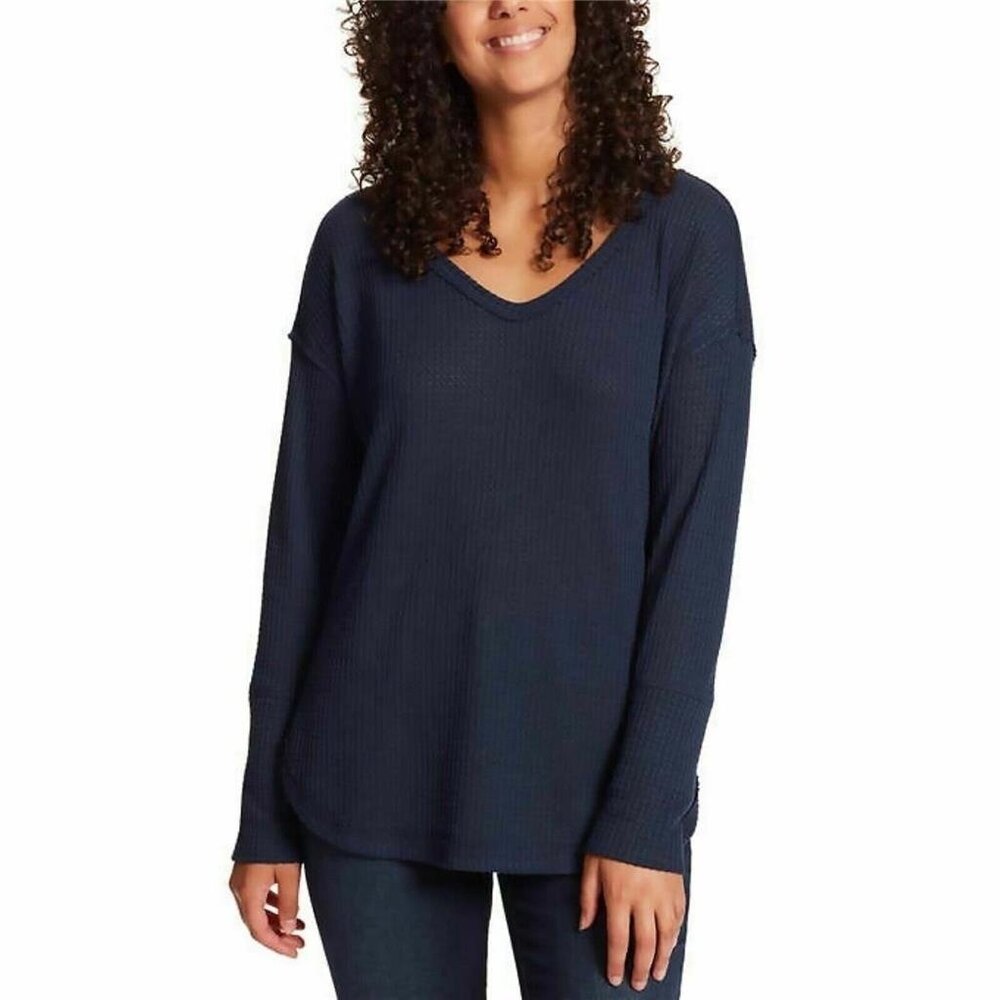 Vintage America Ladies? Thermal Knit Top (Navy Blazer, X-Large)